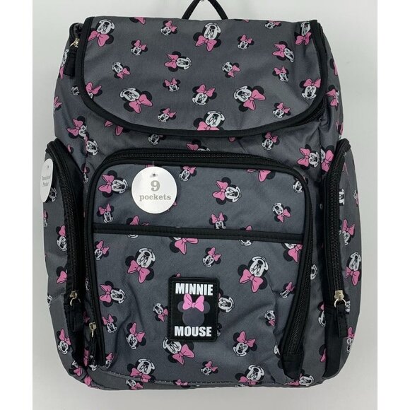 Disney Minnie Mouse Multi-Piece Diaper Baby Back Pack Set Insulated 9 Pocket New - Picture 1 of 9
